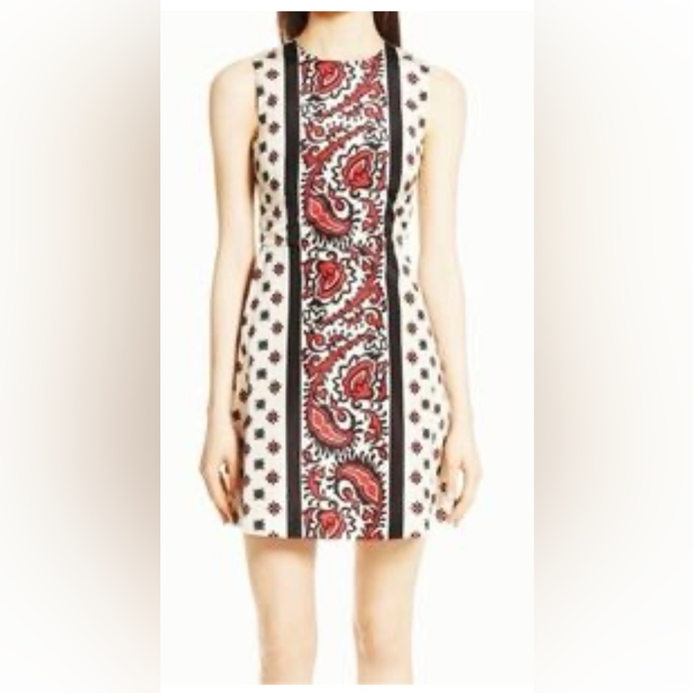 RED Valentino Cream Dress with Red and Black Floral Design